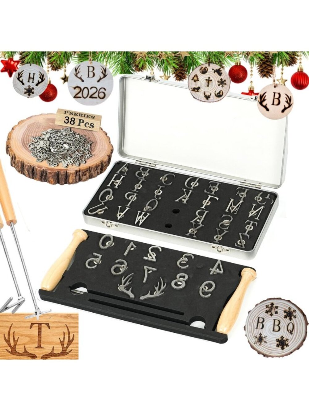 1 Inch Branding Iron Kit - Wood Burning & Leather Craft Stamps for BBQ, Crafts